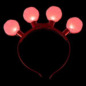 Diadema luminosa LED roja con cuatro luces de caramelo para fiestas y conciertos.