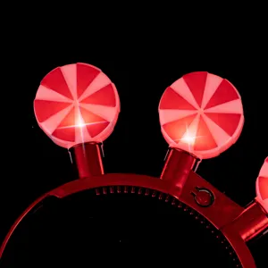Diadema de Navidad de caramelo rojo LED brillante aro de pelo para fiesta concierto
