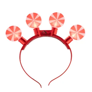 Diadema luminosa de Navidad caramelo rojo aro de pelo festivo de fiesta accesorio brillante