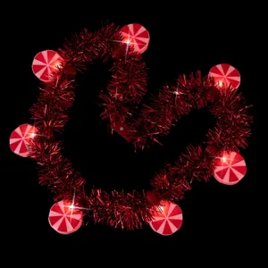 Guirnalda de luces LED de Navidad caramelo rojo collar brillante decoración de fiesta
