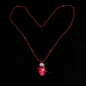 Collier de perles rouges de Noël avec ampoule LED lumineuse pendentif fête cadeau accessoire