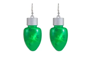 Boucles d'oreilles Ampoule LED de Noël Lumineuses Vertes Bijoux de Fête Cadeau Top