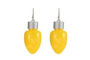 Boucles d'oreilles pendantes ampoule jaune, bijoux de vacances LED lumineux originaux.