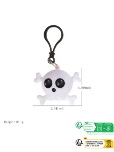 Portachiavi teschio Halloween ciondolo luminoso in plastica giocattolo novità 2.34 in 12.1g