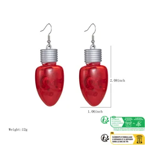 Boucles d'oreilles lumineuses LED ampoule de Noël rouge transparent bijoux de fête mode