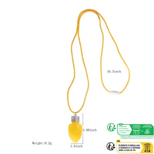 Collier lumineux ampoule LED pendentif de Noël fête bijoux avec cordon jaune 16.5 pouces