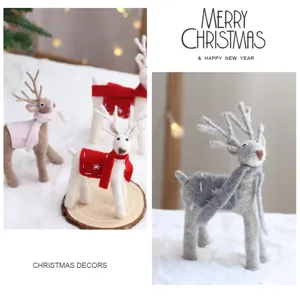 Natale feltro renna statuetta decorazione tavola set con sciarpa accogliente regalo di festa