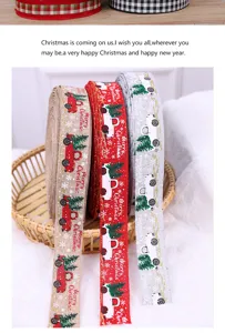 Weihnachtsband Set dekorative Stoffrollen mit klassischem LKW Motiv für Geschenkverpackung