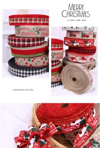 Weihnachts Deko Band Set Karo LKW Druck Stoff Geschenkverpackung Feiertag Bastelbedarf