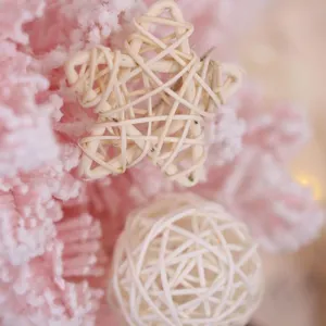Christmas Rattan Woven Five-Pointed Star Rattan Balls Hanging Ornaments Natural Wicker DIY Party Home Wall Decor