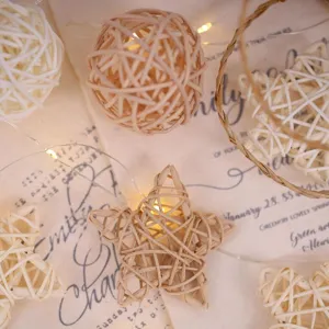 Christmas rattan star ball string lights warm home decor festive hanging ornaments LED