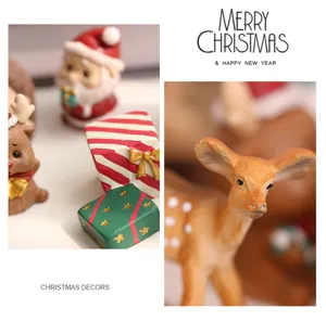 Weihnachten Harz Ornamente Weihnachtsmann Rentier Miniatur Geschenkbox Dekoration
