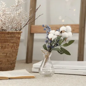 Vase de fleurs artificielles en coton décoration de table esthétique ornement d'intérieur