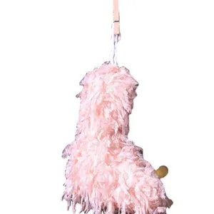 Pendente in feltro soffice rosa per decorazione dell'albero di Natale e feste festive natalizie.