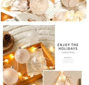 Christmas string lights with snowflake clear balls aesthetic holiday home decor lighting setup