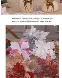 Künstlicher Weihnachts Glitzer Poinsettia Blumen Zweig für Weihnachtsbaum und Festtag Dekoration.
