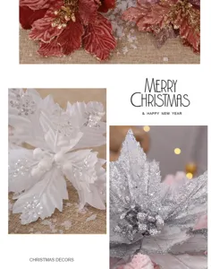 Detailansicht glitzernder künstlicher Weihnachtszweige für festliche Tannenbaumdekoration.