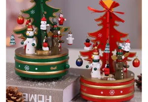 Wooden Christmas tree music box desktop decoration holiday gift festive toy ornament