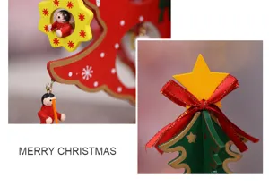 Wooden Christmas tree decoration pendant festive party home holiday wooden ornaments
