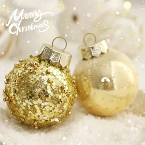 6cm goldene Glitzer Weihnachtskugeln 25 Stück Plastik Hängedekoration für Weihnachtsbaum.