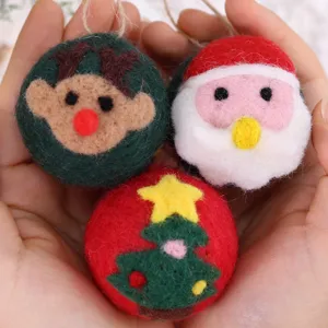 Ornamento appeso di Natale in feltro di lana Babbo Natale renna decorazione 3pz