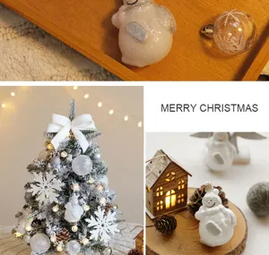 Christmas tree decoration set desktop small frosted tree cute snowman pendant festive home decor.