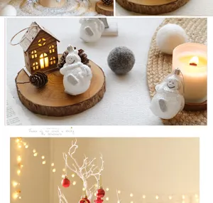 Christmas wooden house decoration snowmen pendants set holiday home ornaments setup