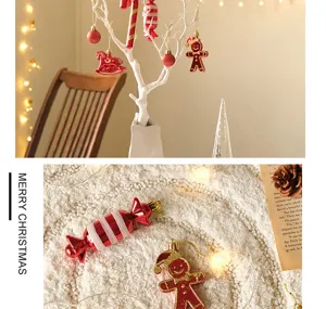 Christmas tree hanging ornaments set red candy gingerbread man festive decor home party