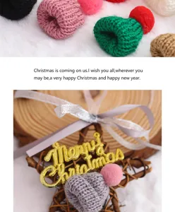 Mini cappelli di Natale in maglia colorati piccoli pon pon decorazione albero fai da te