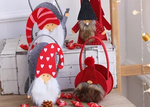 Borsa regalo caramelle feltro gnomo di Natale sacchetto decorazione festa natalizia carina