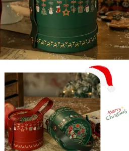 Weihnachtliche runde Geschenktüte mit Griff für Süßigkeiten Apfel Verpackung Box neu