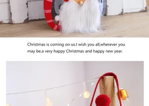 Borsa regalo con gnomo di Natale decorazione per festa con barba bianca e manico rosso.
