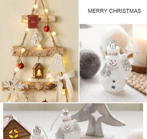 Christmas decoration pendant wooden tree ornament festive home party holiday hanging decor details