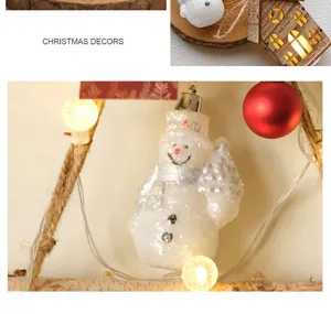 Christmas tree snowman pendant and wooden house LED fairy lights holiday party decor