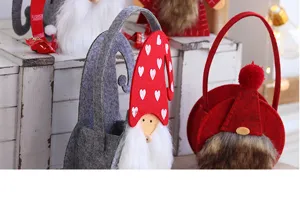 Borsa regalo di Natale in feltro gnomo caramelle imballaggio decorazione festa cesto