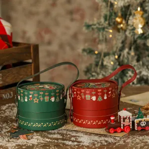 Weihnachten runde geschenkbox für weihnachtsabend apfel und süßigkeiten verpackung