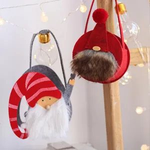Sacchetto regalo di Natale in feltro simpatico gnomo confezione caramelle decorazione