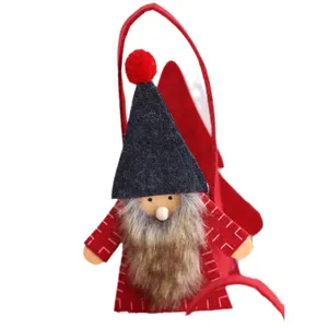 Borsa da regalo in feltro di gnomo di natale carina borsa rossa e grigia festa imballaggio