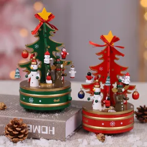 Christmas wooden music box tree ornament desktop decoration festive holiday gift toy set