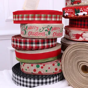 Nastri decorativi natalizi in juta a quadri per confezioni regalo e decorazioni festa