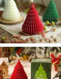 Christmas tree scented candle desktop mini ornament festive holiday gift home decor.