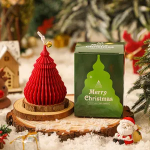 Christmas tree scented candle red mini desktop ornament festive holiday gift home party decor