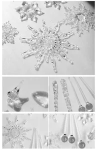 Transparente Kristall Schneeflocke Eiszapfen Weihnachtsbaum Hängeornamente Details.