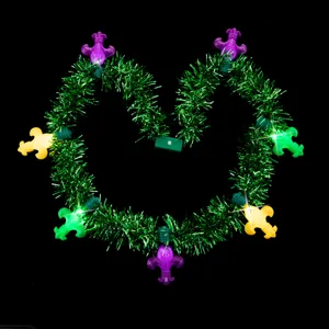 Mardi Gras leuchtende Lametta Halskette Party blinkende Girlande mit bunten Lilien Lichtern