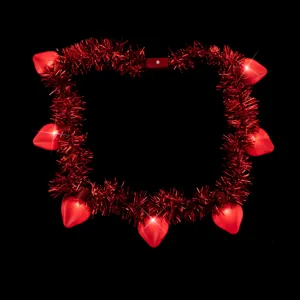 Rote Lametta Herz Licht Halskette Valentinstag LED Leuchten Feen Zubehör Konzert Requisite