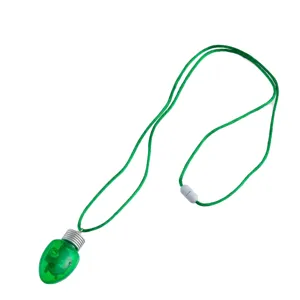 LED light up Christmas bulb necklace with green cord flashing holiday glowing party pendant