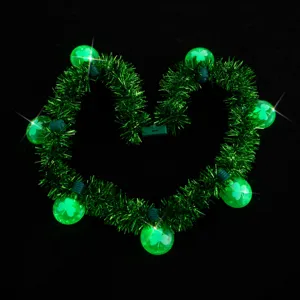 St. Patrick's Tag LED Kleeblatt Halskette grüne Lametta Girlande leuchtende Party Deko