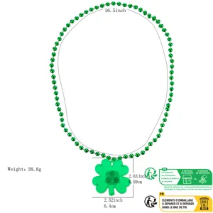 St. Patrick's Tag LED leuchtende Kleeblatt Halskette grüne Perlen Leuchtschmuck Anhänger.