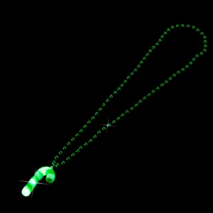 Christmas LED light glowing green candy cane bead necklace for holiday party decoration