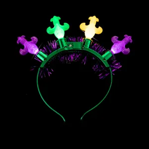 LED light-up headband Mardi Gras party hair hoop flashing festival costume accessory.